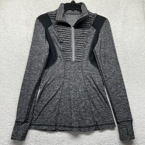 Lululemon Womens Size 6 Gray Long Sleeve 1/2 Zip Run Your Heart Out Top (S2)